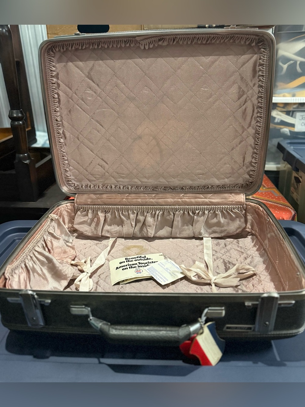 Vintage American Tourister Tri-Taper Hard Shell Suitcase Gray MCM Luggage